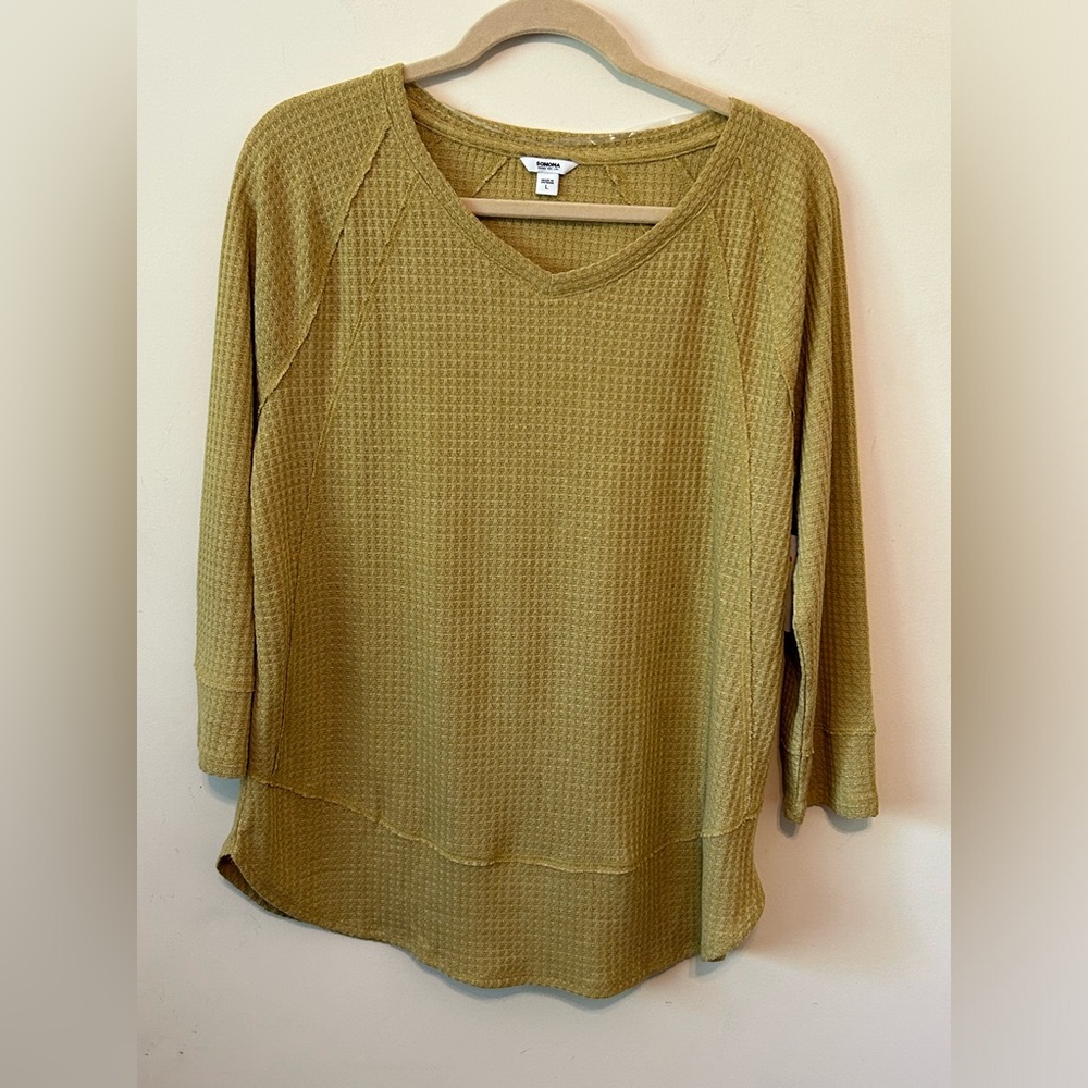 Sonoma Long Sleeve lightweight soft‎ Mustard Cozy stretchy Tunic Top Size L NWT